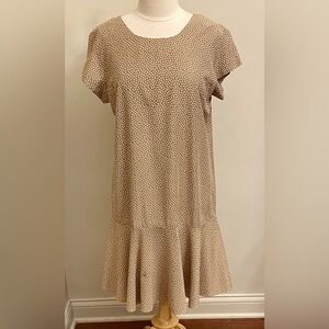 Stuart Alan Petites Vintage Tan White Polka Dot 14P Retro Grandmillennial Dress